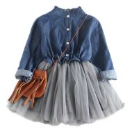 Beide Girl Dress One Piece Tulle Tutu Princess Dress Long Sleeve Shirt Dress