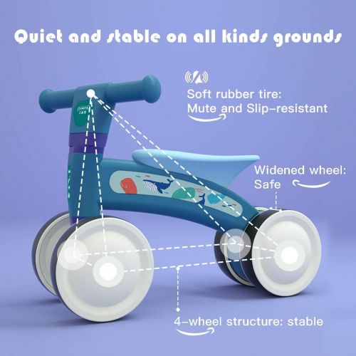  [아마존베스트]Beiens beiens Baby Balance Bikes, Baby Bicycle for 1 Year Old, Toddler Bike Toddler Ride Toys for 9 Months - 24 Months Boys Girls No Pedal 4 Wheels Baby First Birthday Gift Bike