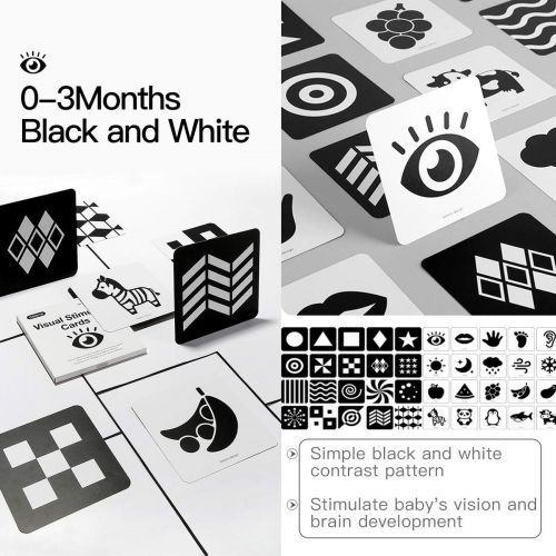  beiens High Contrast Baby Flashcard, 80 PCs 160 Page Black White Colorful Visual Stimulation Learning Activity Card for Babies Ages 0-36 Months, 5.5 x 5.5 Educational Newborn Infan