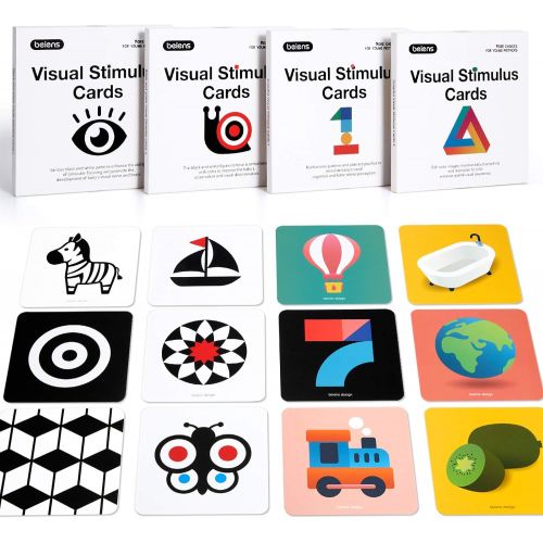  beiens High Contrast Baby Flashcard, 80 PCs 160 Page Black White Colorful Visual Stimulation Learning Activity Card for Babies Ages 0-36 Months, 5.5 x 5.5 Educational Newborn Infan