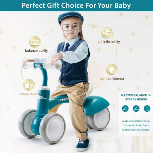  beiens Upgraded Large Baby Balance Bikes, Baby Bicycle for 1 Year Old, Toddler Bike Riding Toys for 10 Months - 36 Months Boys Girls No Pedal 4 Training Wheels Baby First Birthday