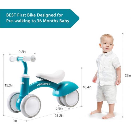  beiens Upgraded Large Baby Balance Bikes, Baby Bicycle for 1 Year Old, Toddler Bike Riding Toys for 10 Months - 36 Months Boys Girls No Pedal 4 Training Wheels Baby First Birthday