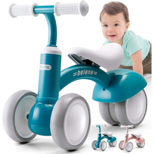  beiens Upgraded Large Baby Balance Bikes, Baby Bicycle for 1 Year Old, Toddler Bike Riding Toys for 10 Months - 36 Months Boys Girls No Pedal 4 Training Wheels Baby First Birthday