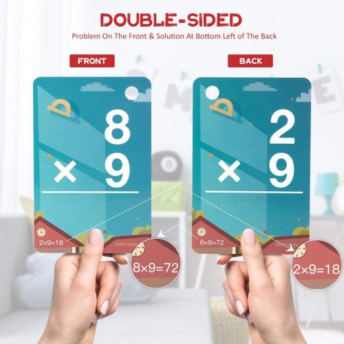  [아마존베스트]beiens Multi Math Flash Cards, 270 Addition, Subtraction, Multiplication, Division Cards, All Facts 0-12 with 1 Erasable Pen 4 Rings, Math Games Set for Kids Age 6+ 3rd 4th 5th 6th