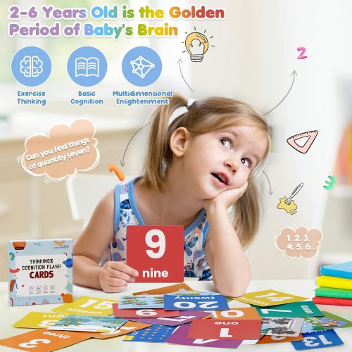  [아마존베스트]beiens Baby Flash Cards, 48 Pcs Double-Sided ABC 123 Flashcards with Rings Educational Learning Toys for Infants Toddlers Birthday Preschool Gifts Age 1-4 Year (Alphabet, Numbers,