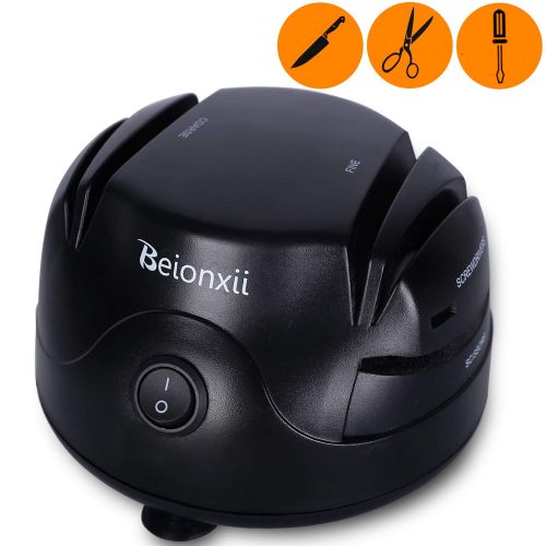  Electric Knife Sharpener - Beionxii Professional 2-Stage Knife Sharpening System 3-in-1 knife sharpeners for Knives Scissors Screwdrivers Kitchen Knife Sharpener Machine Appliance