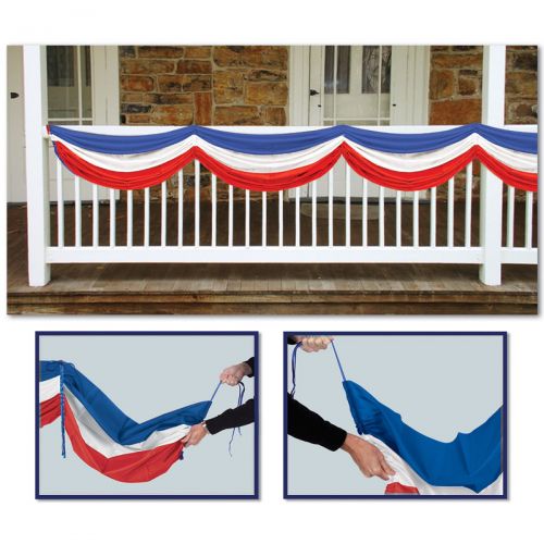  Party Central Pack of 6 Patriotic Red, White and Blue Fabric Bunting Hanging Decorations 70