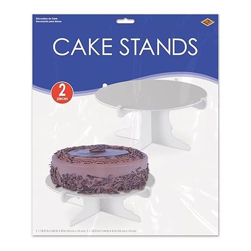  Beistle 2 Piece Durable Cake Stands For Weddings Birthday Party Cupcake Holders Baby Shower Celebration Supplies, 12.5