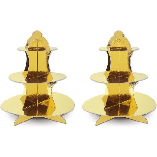  Beistle Metallic Cupcake Stands, 13.5, Gold, 2 Piece Pack