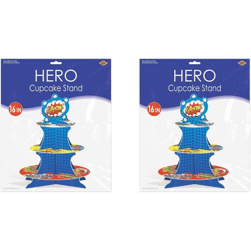  Beistle 2 Piece Hero Cupcake Stand, 16, Multicolor