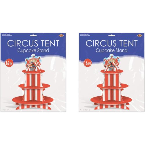  Beistle 2 Piece Circus Tent Cupcake Stands, 16, Multicolor