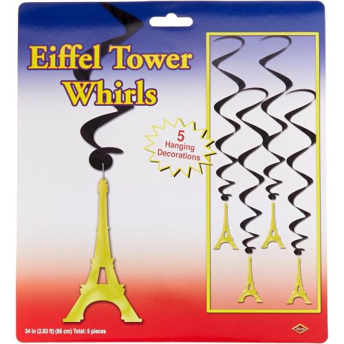  Beistle 54281 Eiffel Tower Whirls, 34-Inch,Black/Gold