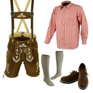 Beistle Bavarian Oktoberfest Trachten Lederhosen Above Knee Shorts Shirt Shoe and Socks