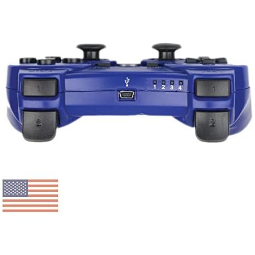  BEK Controller replacement for PS3 Controller Wireless Remote Gamepad, Thumb Grips, Double Shock 3 Vibration, Motion Sensors, Rechargeable Battery, Compatible with Sony Playstation