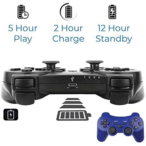  BEK Controller replacement for PS3 Controller Wireless Remote Gamepad, Thumb Grips, Double Shock 3 Vibration, Motion Sensors, Rechargeable Battery, Compatible with Sony Playstation