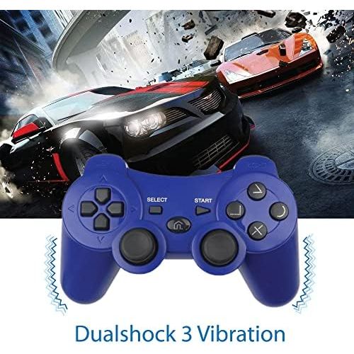  BEK Controller replacement for PS3 Controller Wireless Remote Gamepad, Thumb Grips, Double Shock 3 Vibration, Motion Sensors, Rechargeable Battery, Compatible with Sony Playstation