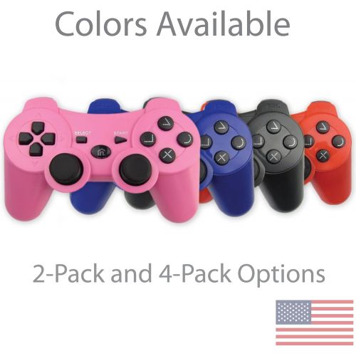  BEK Controller replacement for PS3 Controller Wireless Remote Gamepad, Thumb Grips, Double Shock 3 Vibration, Motion Sensors, Rechargeable Battery, Compatible with Sony Playstation