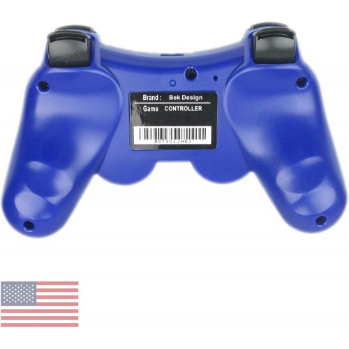  BEK Controller 2 Pack Replacement for PS3 Controller, Wireless Remote Gamepad with Thumb Grips Double Shock Vibration Motion Sensors Rechargeable Battery Compatible with Sony PlayS