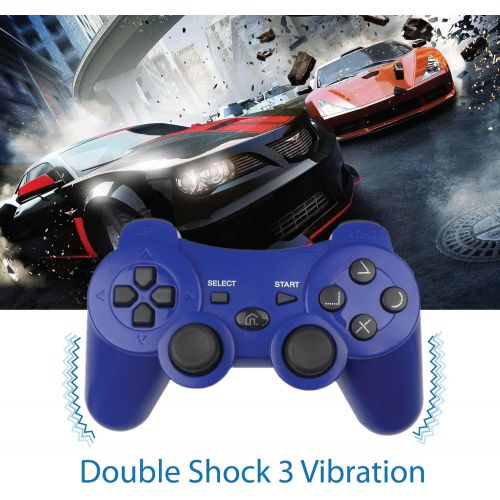  [아마존베스트]Bek Wireless PS3 Controller, Design PS3 Gamepad Remote with Non-Slip Joystick Thumb Grips, Rechargeable Battery Dualshock 3 Vibration and Motion Sensors for Sony Playstation 3 PS3