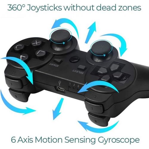  [아마존베스트]Bek Design Wireless PS3 Controller, PS3 Gamepad Remote with Non-Slip Joystick Thumb Grips, Rechargeable Battery, Dual Shock Vibration and Motion Sensors for Sony Playstation 3 PS3