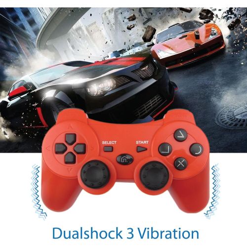  [아마존베스트]Bek Design Wireless PS3 Controller, PS3 Gamepad Remote with Non-Slip Joystick Thumb Grips, Rechargeable Battery, Dual Shock Vibration and Motion Sensors for Sony Playstation 3 PS3