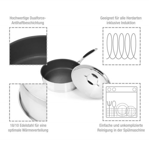  Beka Schmorpfanne 24 cm mit Deckel fuer Induktion | ØxH der Bratpfanne 24x7 cm | Saute Pfanne mit hochwertiger keramik-verstarkter Antihaftbeschichtung | Schmorpfanne mit perfekter