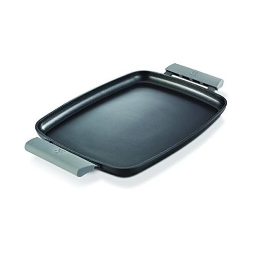  Beka Teppanyaki Platte PLANCHA Antihaftbeschichtete Grillplatte 47 cm flach, inklusive Silikongriffe, Aluminium, Schwarz