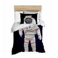 Bekata Space Astronaut themed Childrens Duvet Cover Set, Spacecraft Explorer Single/Twin Bedding for Boys, 100% Cotton, Blue, (3 PCS)