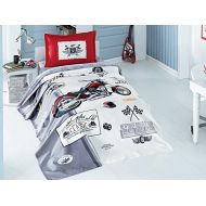 Bekata Motorcycle Bedding,%100 Cotton Pique Bedspread/Coverlet Set, Single/Twin Size Dailyspread Set Boys, 3 Pieces