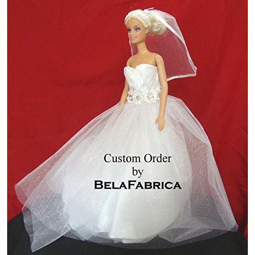  BelaFabrica Doll Bride Barbie Wedding Personalized Gift Mini Dress form Miniature Replica Custom Dress Ruched 16 Scale Keepsake Dollhouse Unique Special Best Wedding Memory Dress on Mannequin