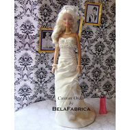 BelaFabrica Personalized Mini Replica of your Wedding Dress Anniversary Gift Mermaid Doll Dress Custom Bride 1:6 Scale Flower Girl Bridesmaid Bridal Shower Keepsake Mini Gift Barbie Unique Spe
