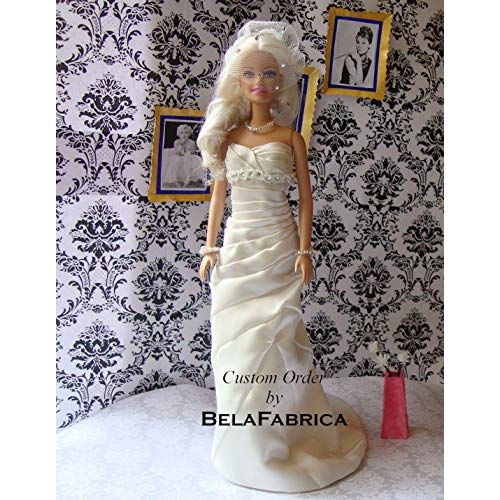  BelaFabrica Personalized Mini Replica of your Wedding Dress Anniversary Gift Mermaid Doll Dress Custom Bride 1:6 Scale Flower Girl Bridesmaid Bridal Shower Keepsake Mini Gift Barbie Unique Spe