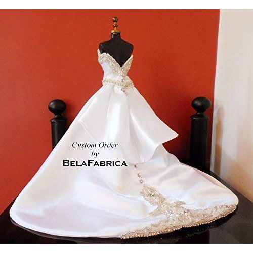  BelaFabrica Custom Miniature Replica Wedding Dress Keepsake Gift for wife and daughter 16 Scale Barbie Bride Memory Dollhouse Doll Dress Bridesmaid Bridal Shower Wedding Centerpiece Personali