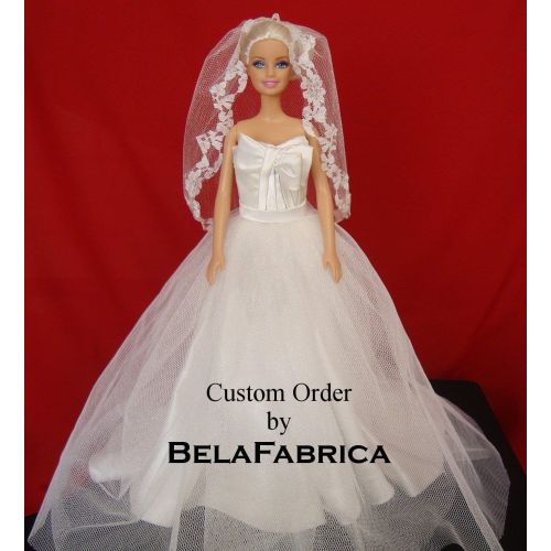  BelaFabrica Custom Miniature Replica Wedding Dress Keepsake Gift for wife and daughter 16 Scale Barbie Bride Memory Dollhouse Doll Dress Bridesmaid Bridal Shower Wedding Centerpiece Personali