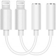 [Apple MFi Certified] Headphone Adapter for iPhone, Belcompany 2 Pack Lightning to 3.5mm AUX Earphone Audio Stereo Converter Compatible with iPhone 13/12/11/XS/XR/X/iPad, Support C