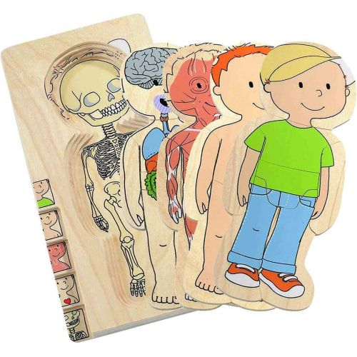  [아마존베스트]Hape Your Body 5-Layer Wooden Puzzle Boy