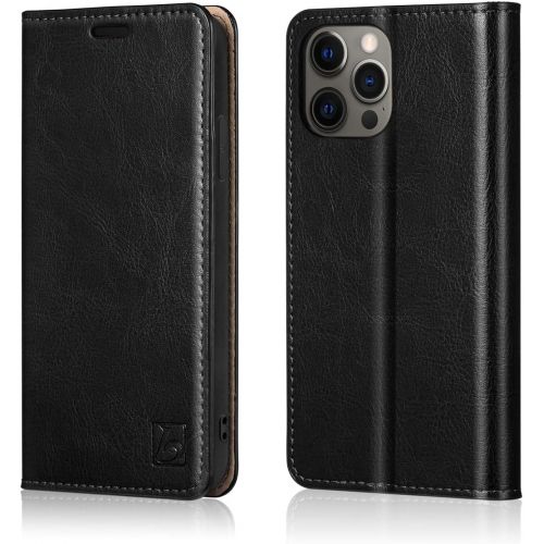  [아마존베스트]Belemay Compatible with iPhone 12/12 Pro Wallet Case 5G (6.1 2020) Genuine Cowhide Leather Folio Flip Cover [RFID Blocking] Credit Card Holder [Soft TPU Shell] Kickstand Function F