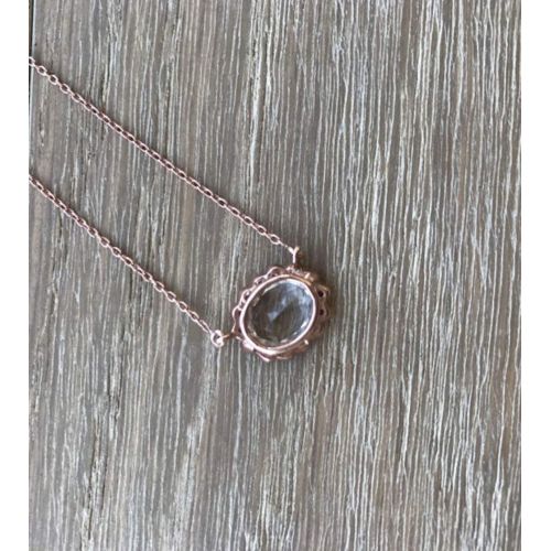  Belesas Rose Gold Bridal Necklace- Classic Halo Necklace- Unique Gemstone Necklace- April Birthstone Necklace- Jewelry Gifts for Her
