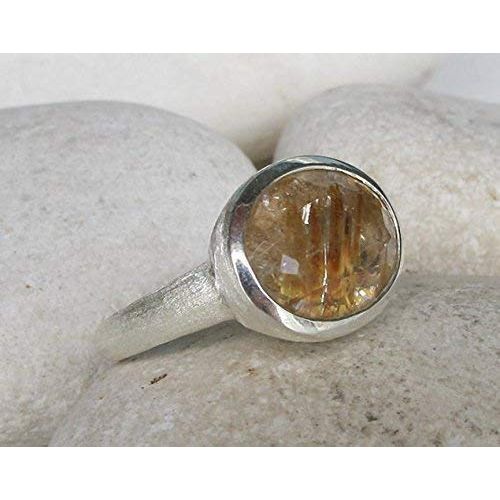  Belesas Oval Bold Statement Ring- Gold Rutile Quartz Ring- Rutilated Quartz Ring- Unique Gemstone Ring- Solitaire OOAK Ring- Jewelry Gifts for Her