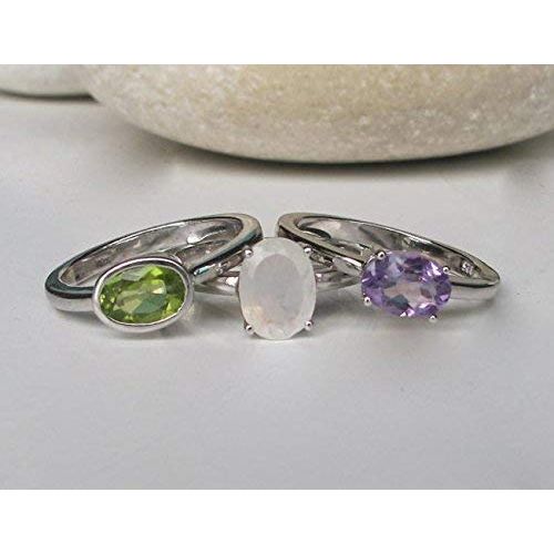 Belesas June, February and August Birthstone Ring- Stack Ring- Moonstone Ring- Peridot Ring- Amethyst Ring- Mothers Ring- Gemstone Ring- Gift Ideas