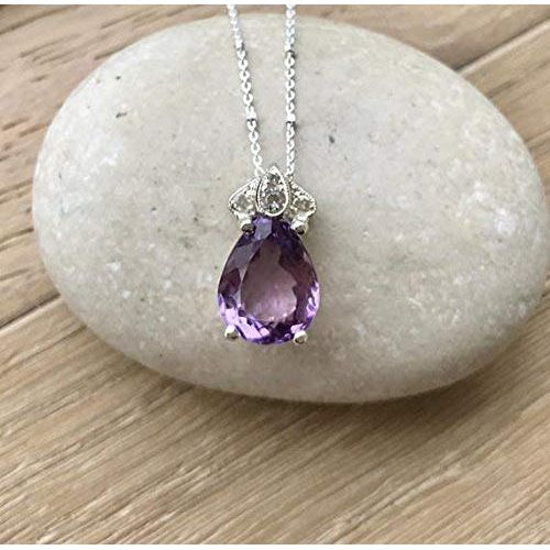  Belesas Purple Amethyst Necklace- Pear Shape Necklace- Unique Designer Necklace- February Birthstone Necklace- Purple Stone Necklace- Unique Jewelry Gifts for Her