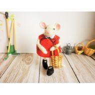 Belettedolls Mouse crochet very very fine, 9.5 cm, my creation, white mouse, seed mouse art and collection, decoration, toy