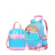 Belify Meetbelify Rolling Backpacks For Girls School Bags Trolley Handbag With Lunch Bag Blue
