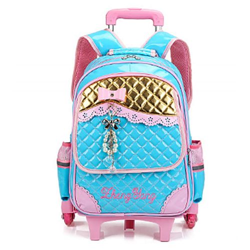  Belify Meetbelify Rolling Backpacks For Girls School Bags Trolley Handbag With Lunch Bag Blue