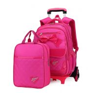 Belify Meetbelify Rolling Backpacks For Girls School Bags Trolley Luggage With Lunch Bag Rose Red