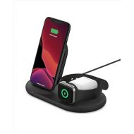 Belkin 3-in-1 Wireless Charger - Fast Charging Stand for Apple iPhone, Apple Watch & AirPods Case Compatible Qi Station For Multiple Devices - Black