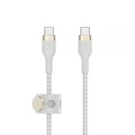 Belkin BoostCharge Pro Flex Braided USB-C to USB-C Charger Cable (2M/6.6FT), USB-IF Certified Power Delivery PD Fast Charging Cable for iPhone 15 Series, MacBook Pro, iPad Pro, Galaxy S23, S22 - White