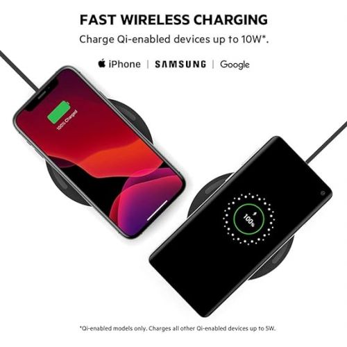 벨킨 Belkin Wireless Charger - Qi-Certified 10W Max Fast Charging Pad - Quick Charge Cordless Flat Charger - Universal Qi Compatibility for iPhone, Samsung Galaxy, AirPods, Google Pixel, and more