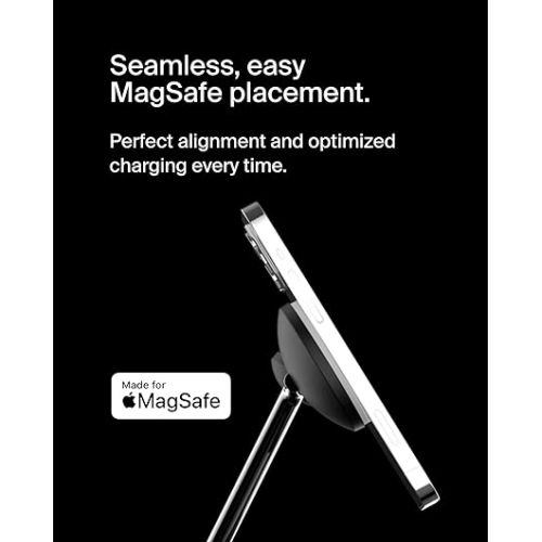 벨킨 Belkin MagSafe 3-in-1 Wireless Charging Stand - 2ND GEN w/ 33% Faster for Apple Watch - iPhone 15, 14 & 13 Series, & AirPods -Charging Station for Multiple Devices - Black