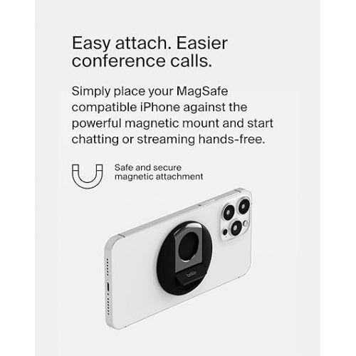 벨킨 Belkin iPhone Camera Mount, MagSafe Continuity Camera Mount, Turn iPhone to Webcam, Compatible with MacBook Pro, Air, iPhone 14, iPhone 13 / 12, Black